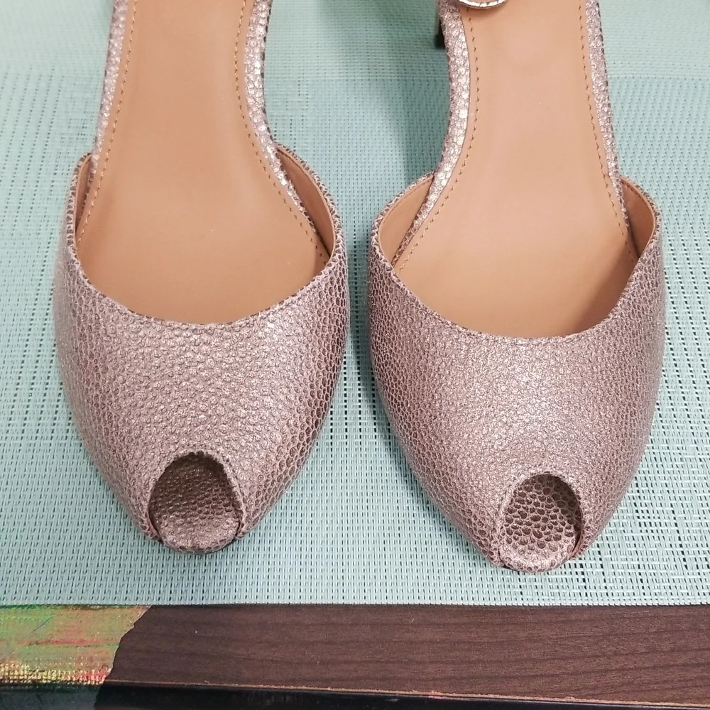 Calvin Klein Gold Peep toe with ankle strap Shoes - Picture 4 of 12